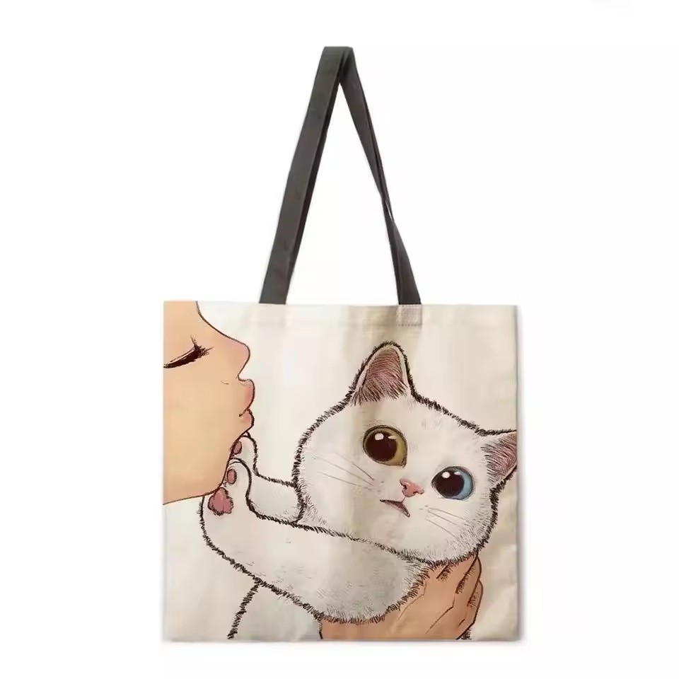 Custom Logo Blank Organic Shopper Reusable Calico Shopping Canvas Bag