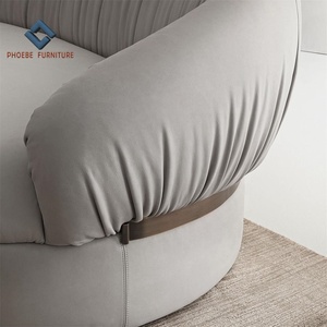 Nuevo Sofá Semicircular de Alta Gama con Tapicería Plegable y Banda Metálica Trasera, Muebles de Villa - Product Image 3