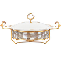 Chauffe-plats de luxe sur mesure pour la restauration hôtelière, chauffe-plats doré pour buffet, ensemble de plats chauds pour la restauration