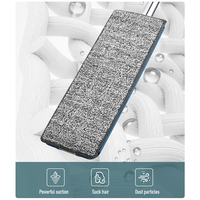 Juego de Mopa Plana Mágica con Cabezal de Microfibra Giratorio 360°, Sistema de Escurrido sin Manos, para Limpieza en Húmedo y Seco, con Cesta de Plástico