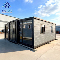Grande maison préfabriquée pliable en conteneur de 20, 30 ou 40 pieds, extensible, structure préfabriquée, maison à deux chambres, maison portable