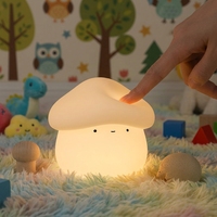 Veilleuse LED en forme de champignon en silicone, tactile, rechargeable, lumière douce, tendance, pour chambre à coucher, lampe de chevet mignonne pour le sommeil