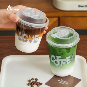 Bicchieri di Plastica Usa e Getta di Alta Qualità con Logo Personalizzato 12oz/14oz/16oz Bicchieri Trasparenti in PET con Coperchi <span class=keywords><strong>per</strong></span> Asporto Tè al <span class=keywords><strong>Latte</strong></span> Caffè Ghiacciato - Product Image 1