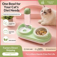 Bol double pour animaux de compagnie en forme de tête de chat, bol à nourriture pour chien et chat, fontaine à eau automatique, bol d'alimentation personnalisable pour animaux de compagnie