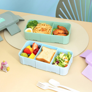 Loncheras Sencillas de Plástico con Compartimentos, Aptas para Calentar en un Horno de Microondas Loncheras con cierre a presión para la cafetería escolar. - Product Image 4