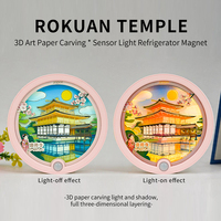 Aimants de réfrigérateur en papier 3D représentant des attractions du Japon, avec lumière LED à induction, pour décoration artistique, souvenir, cadeau