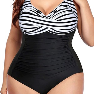 Traje de baño de una pieza popular para mujer, talla grande, con volantes decorativos en la parte delantera, control de abdomen, para verano y playa. - Product Image 1