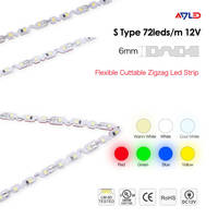 Tira de Luces LED en Zigzag, 72 LED/m, Forma de S, Cinta Adhesiva de 3 Metros, IP20