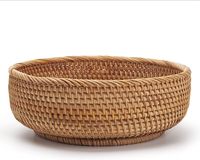 Panier à fruits rond en rotin, bols de rangement tressés, porte-clés empilable pour étagère, table de cuisine, ensemble naturel