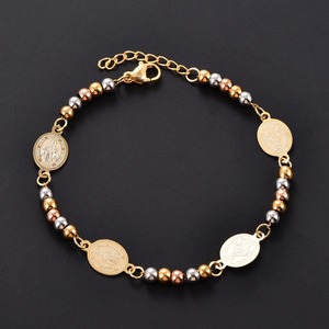 Pulseras Vintage de la Virgen María para Mujeres y Hombres, Cadena de Mano con Cuentas Redondas de Acero Inoxidable, Joyería Religiosa de Marca Elíptica - Product Image 1