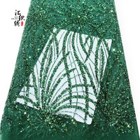 Tissu en dentelle suisse en voile brodé de paillettes de luxe, tulle français de haute qualité pour robe de mariée