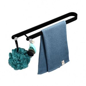 Toallero de Pared de Aluminio Negro Autoadhesivo Estilo Europeo para Baño y Cocina, Duradero, Sin Necesidad de Perforación, Wekis - Product Image 1