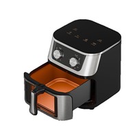 Friteuse à air électrique en acier inoxydable, design transparent, grande capacité 6L, modèle mécanique multifonctionnel pour la maison