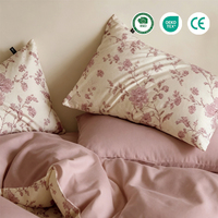 Parure de lit 4 pièces 100 % coton 200 fils, douce et rafraîchissante, couleur unie, couleurs personnalisables, drap plat et drap-housse pour dortoir d'école internat