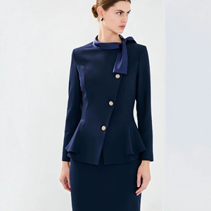 Uniforme de azafata Lm, blazer azul marino para mujer con pajarita, ropa de trabajo profesional para personal de hotel y uso empresarial - Product Image 1