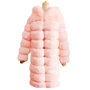 2022 giacca invernale da donna calda con cappuccio in pelliccia di volpe <span class=keywords><strong>vestiti</strong></span> da donna in pelliccia sintetica giacche <span class=keywords><strong>invernali</strong></span> lunghe cappotti da donna - Product Image 1