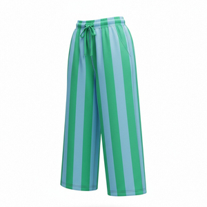 Ensemble de vêtements pour enfants et bébés, t-shirt court à rayures verticales décontracté et <span class=keywords><strong>pantalon</strong></span> large à jambes larges, pour les vacances à la plage - Product Image 4