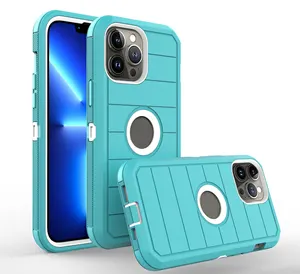 defender shockproof combo heavy shockproof 3 in 1 with hole in back phone case for iphone 14 15 pro plus