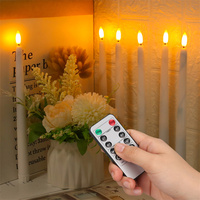 Lilin Elektronik dengan Baterai Timer Remote Control Lilin LED Tanpa Api Lampu Air Mata Dekorasi Rumah Makan Malam Pernikahan 27cm