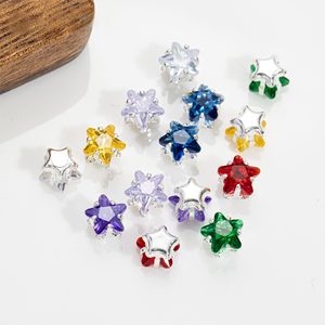 Base Plateada <span class=keywords><strong>de</strong></span> Cinco <span class=keywords><strong>Puntas</strong></span> con Incrustaciones <span class=keywords><strong>de</strong></span> Cristal <span class=keywords><strong>de</strong></span> Circonio y Diamantes <span class=keywords><strong>de</strong></span> Colores - Product Image 2