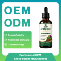 OEM ODM Gouttes liquides de berbérine, extrait de cannelle de Ceylan et de curcuma, pour le soutien de la glycémie, de la santé intestinale et cardiaque, Teinture de berbérine végétalienne