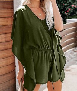 <span class=keywords><strong>Robe</strong></span> à <span class=keywords><strong>manches</strong></span> <span class=keywords><strong>courtes</strong></span>, élastique, couleur unie, pour femme, <span class=keywords><strong>col</strong></span> en <span class=keywords><strong>v</strong></span>, Simple, décontractée, nouveauté tendance, été, 2020 - Product Image 3
