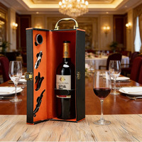Coffret Cadeau Vin Personnalisé Vintage 1 Bouteille en Cuir PU Noir PVC Premium avec Poignée Classique en MDF pour Voyage et Stockage en Gros