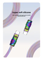 Câble de charge rapide transparent en silicone peint PVD coloré, conducteur en cuivre pur, connecteurs USB-A/Type-C, compatible avec la marque BJC