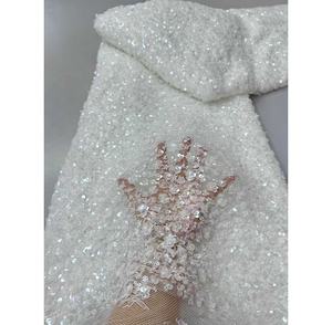 Tissu de dentelle d'<span class=keywords><strong>Afrique</strong></span> Design de <span class=keywords><strong>roman</strong></span> de luxe à bas prix Tissu de dentelle de luxe blanc Tissu de dentelle de cordon de luxe pour vêtements de mariage - Product Image 2