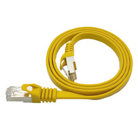 Kabel Ethernet Cat-7 Flat Tembaga Murni Gigabit Broadband Kelas Router, Kabel Patch Twisted-Pair Terproteksi