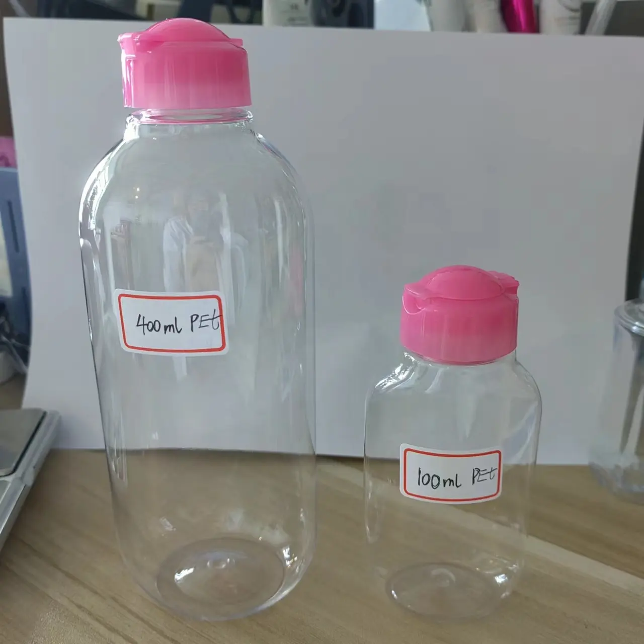 400ml 100ml PET makeup remover water bottle with flip-top cap for plastic PET oval bottle packaging