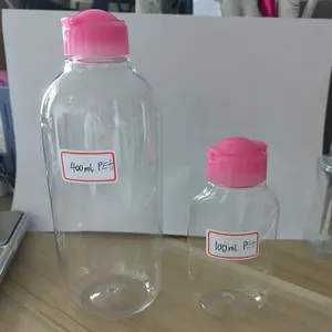 400 мл 100 мл бутылка для воды для снятия макияжа домашних животных с откидной крышкой для пластиковой овальной бутылки домашних животных