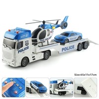 Camion de transport de chars géants 65 cm, modèle de véhicule militaire, pack méga avec hélicoptère, remorque plateau, son et lumière pour jeu de rôle
