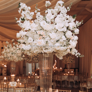 Boule de fleurs d'hortensia blanche de luxe de 80 cm, toucher réaliste, pour centre de table élégant de mariage avec support <span class=keywords><strong>en</strong></span> ruban de satin - Product Image 1
