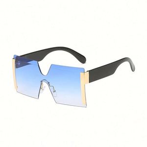 Gafas de Sol de Moda 2021, Montura Grande Plana de Una Pieza, Gafas de Sol Cuadradas Sin Montura, Gafas de Sol Extra Grandes para Mujer - Product Image 5