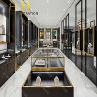 Vitrine de présentation de bijoux en acier inoxydable de luxe, design personnalisé pour la décoration de bijouterie