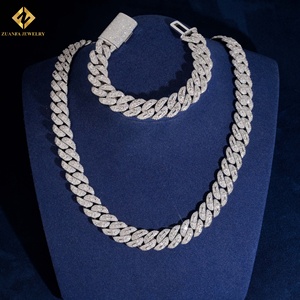 Luxury Men's 925 Silver Moissanite Cuban Link Chain Rhodium Plated Hiphop <b>Statement</b> <b>Necklace</b> GRA Certified Baguette Cut - Product Image 5