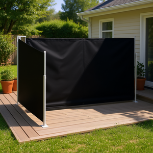 Tenda Laterale Nera 100% Poliestere 100 x 1000 cm con Rivestimento in PU, Parasole a Parete Stile Moderno con Telaio in Alluminio - Product Image 2