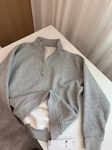 Setelan Olahraga Kasual Longgar Musim Gugur Katun Rajut Polos Hip Hop Menyerap Keringat Bernapas 2-Potong ODM - Product Image 5