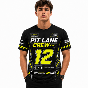 Outdoor Sports Racing Fan <b>Tshirt</b> Full Sublimation Contrast Color Number Print Mens Casual Short Sleeve Fan Racing Shirts - Product Image 2