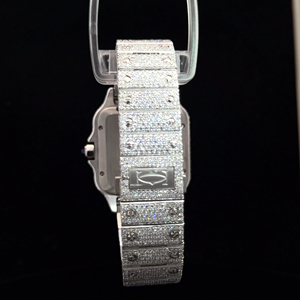 นาฬิกาข้อมืออัตโนมัติโมอิสซาไนต์สีขาว ดีไซน์เรียบหรู 25 กะรัต ผลิตด้วยมือ สำหรับทั้งชายและหญิง เหมาะสำหรับเป็นของขวัญวันครบรอบ - Product Image 4