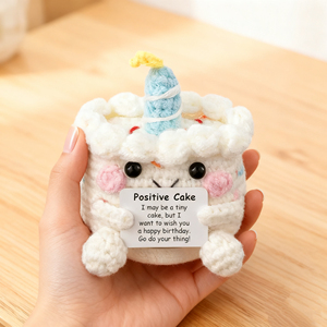 Pastel de cumpleaños con sonrisa bonita blanca para regalo de cumpleaños inspirador Crochet y muñeco de peluche listo para tejer para niñas - Product Image 4