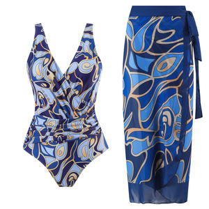 Karın kapağı ve şifon elbise ile kadın muhafazakar 2 parça yüzme giysisi seti gemi hazır - Product Image 3