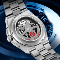 Montre automatique squelette Bonest Gatti 42 mm en acier 316L avec verre saphir, étanche 50 m, montre mécanique pour homme BG8007