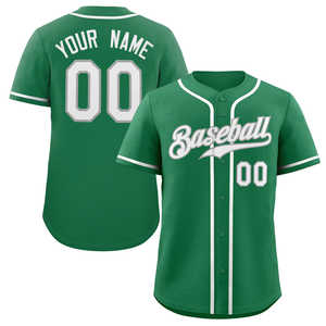 Maillot de baseball authentique de style classique personnalisé vert Kelly blanc-gris - Product Image 1