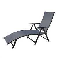 Chaise longue pliante de jardin avec dossier réglable en 6 positions, tissu respirant