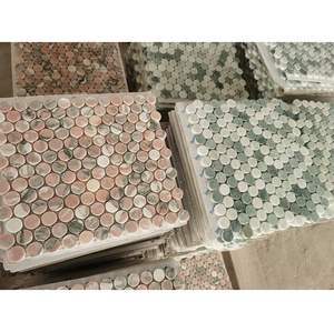 Gạch mosaic đá cẩm thạch trắng xám hiện đại cao cấp 305x305mm, dày 7mm, bề mặt mờ, chống mài mòn, đá tự nhiên, lát ngoài trời