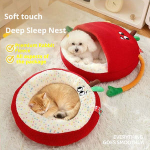 Niedliches Cartoon-Litschi-Stil XL Plüsch-Hundesofa-Kissen Komfortables Weiches Modernes Rundes Nest-Bett Klassisch Modisch Rutschfest - Product Image 3