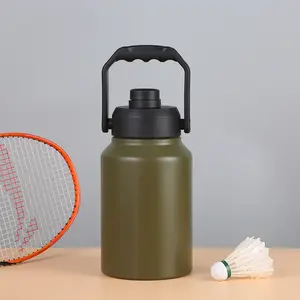 Copo de vácuo de aço inoxidável grande marrom para garrafa de água esportiva de marca personalizada 64 onças