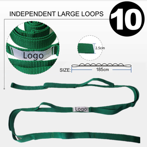 הסיטונאי 2.5x190 ס "מ ירוק גמישה אלסטי pp רצועת יוגה עם 10 לולאות תרגיל עבור ספורט & בידור - Product Image 6